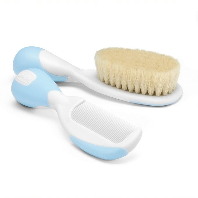 Light Gray Chicco Natural Brush + Comb Set - 3 Colours