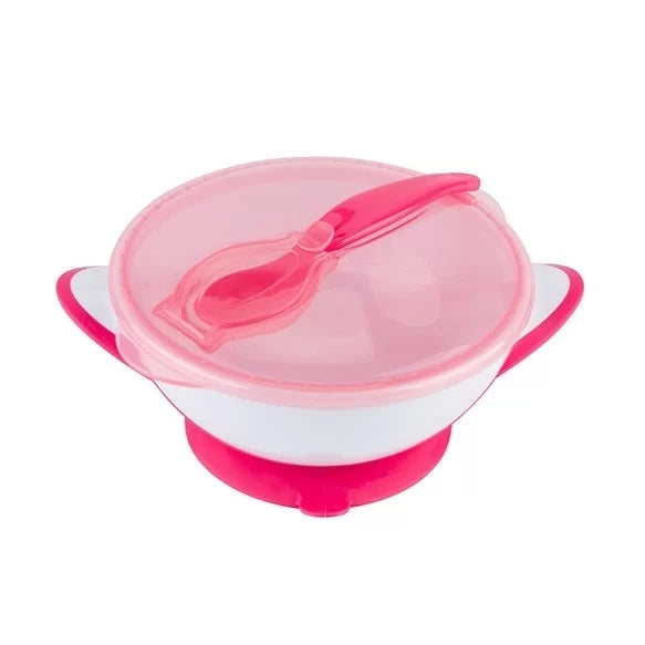 Light Pink Babyono Bowl With A Suction And A Spoon - 4 Colours