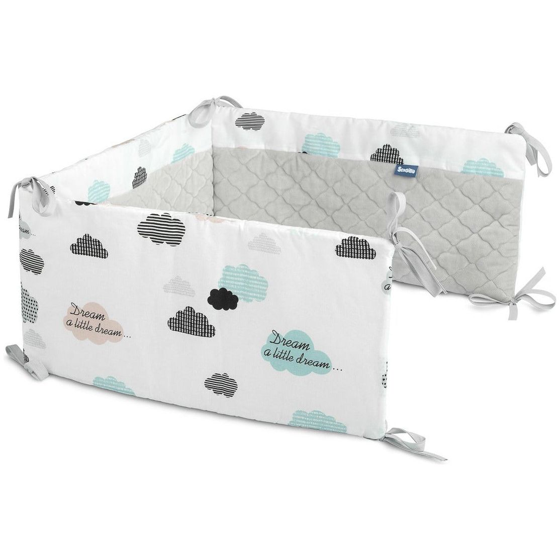 Light Gray Sensillo Velvet Cot Bumper - 6 Designs