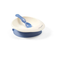 Dark Slate Blue Babyono Suction Bowl With Spoon - Navy