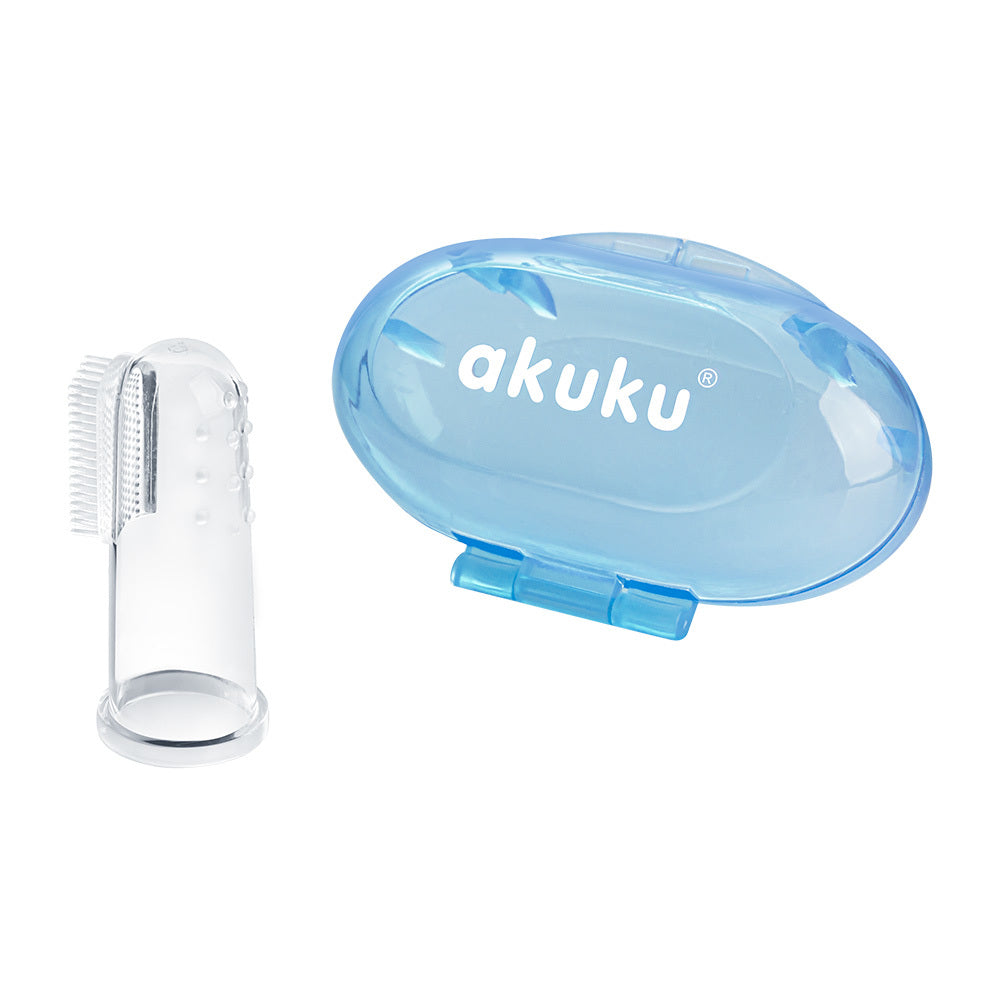 Light Steel Blue AKUKU Silicone Finger Baby Toothbrush - 3 Colours