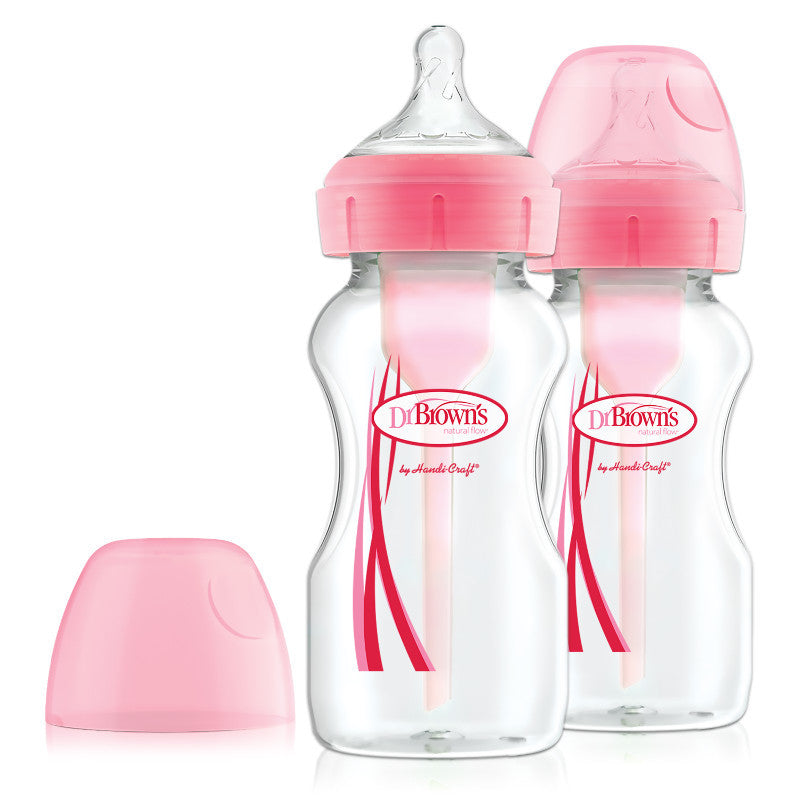 Misty Rose Dr Brown's Anti-colic Options+ Wide Bottle 270 ml 2 Pack - 2 Colours