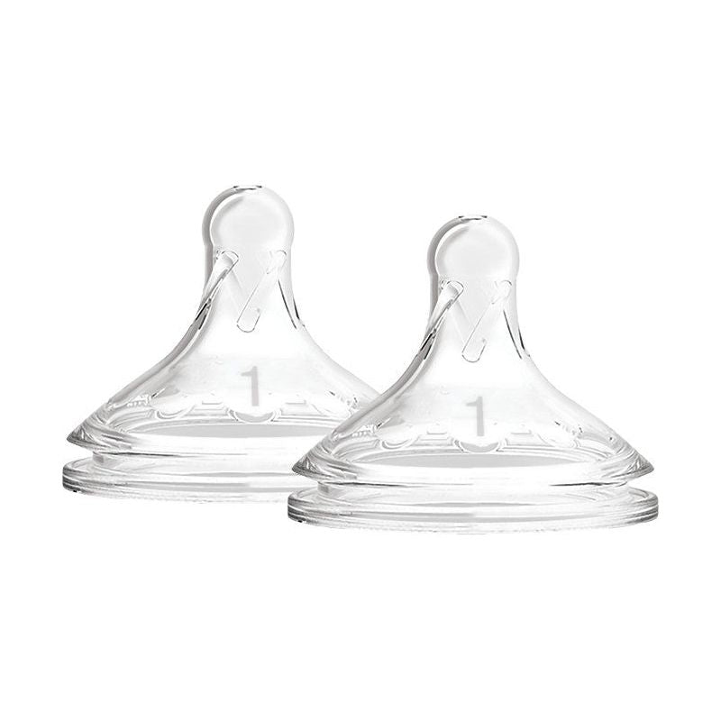 White Smoke Dr Brown's Wide Neck Bottle Level 1 Natural Flow Teats 0M+, 2 Pack