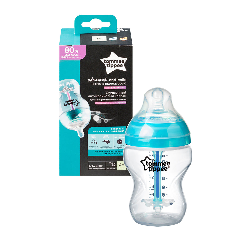 Light Sea Green Tommee Tippee Advanced Anti-Colic Bottle 0m+ - 2 Sizes