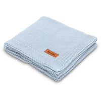 Light Gray Sensillo 100% Cotton Knitted Blanket - 4 Pastel Colours