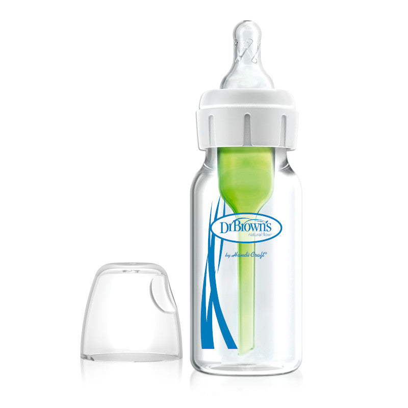 Dark Khaki Dr Brown's Narrow-Neck Anti-colic Options+ Glass Bottle 0m+ - 2 Sizes