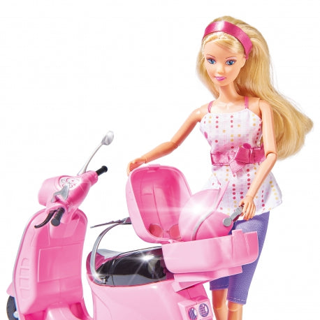 Pink Simba Steffi Doll On A Scooter