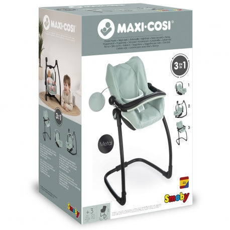 Gray Smoby Maxi Cosi 3in1 Doll Carrier With Highchair and Swing - 3 Colours