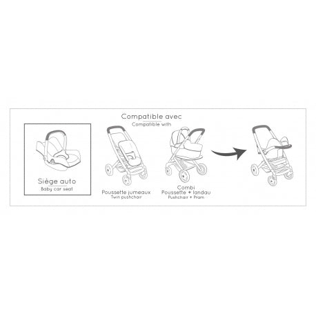 Light Gray Smoby Maxi Cosi 3in1 Doll Carrier With Highchair and Swing - 3 Colours