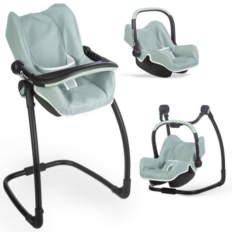 Light Gray Smoby Maxi Cosi 3in1 Doll Carrier With Highchair and Swing - 3 Colours