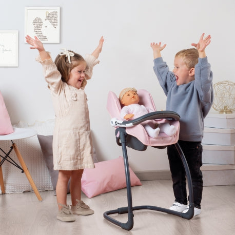 Light Gray Smoby Maxi Cosi 3in1 Doll Carrier With Highchair and Swing - 3 Colours