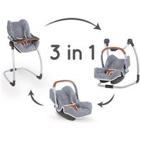 Gray Smoby Maxi Cosi 3in1 Doll Carrier With Highchair and Swing - 3 Colours