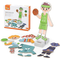 Viga Wooden Jigsaw Magnetic Educational Dress Up Puzzle - Boy