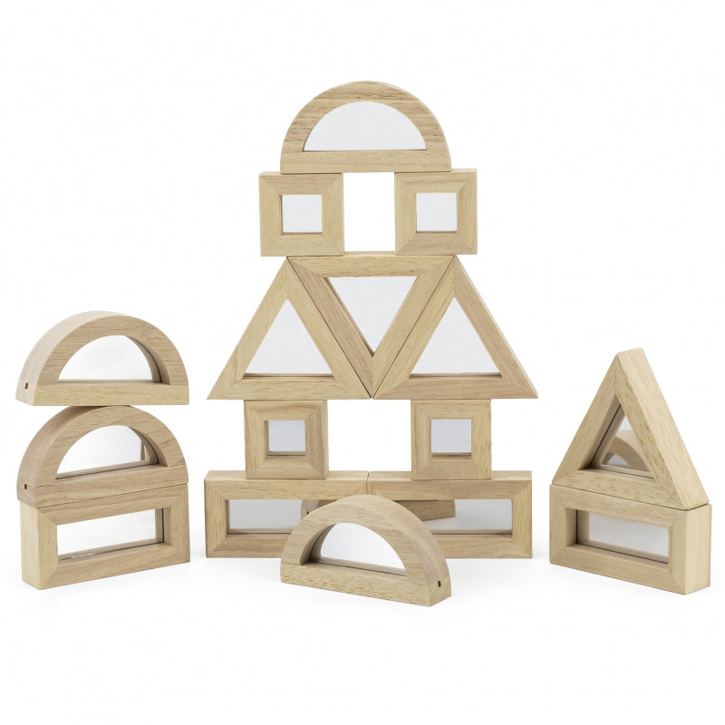 Tan Viga Double Sided Wooden Blocks With Mirrors - 24 pcs