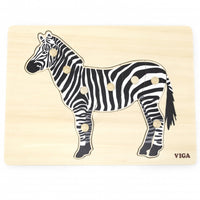 Antique White Viga Wooden Montessori Pin Puzzle -  Wild Animals