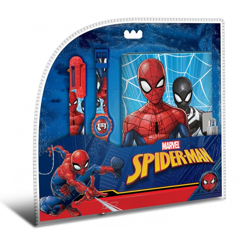 Licentie Digitaal horloge met kleurenpen en geheim Spiderman-dagboek